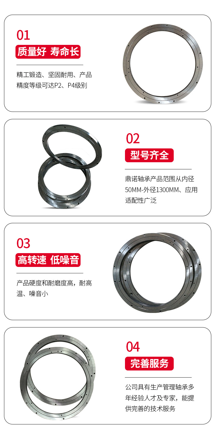 Small slewing bearing, four point contact ball rotary table bearing, thin-walled, lightweight, small clearance slewing bearing