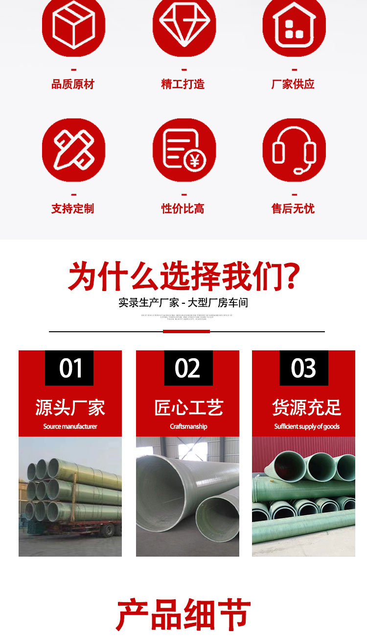 Jukai fiberglass wrapped ventilation pipe, municipal large-diameter drainage pipeline, chemical deodorization pipeline, cable threading