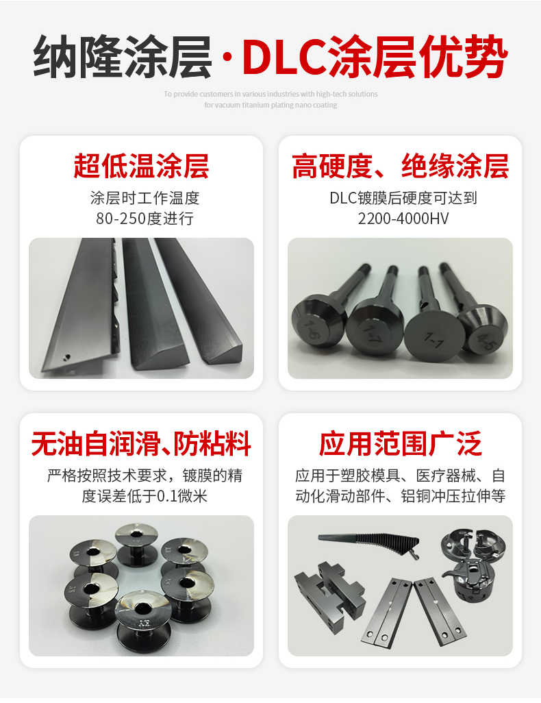 Customized aluminum parts, DLC coating surface, diamond like vacuum coating processing service provider Naron