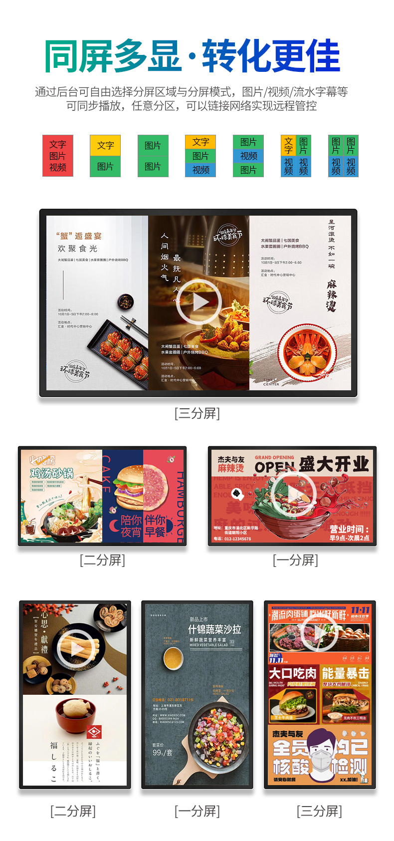 Wall mounted advertising machine, infrared touch high-definition LCD display screen, shopping mall multimedia all-in-one machine, Wang Brothers business display