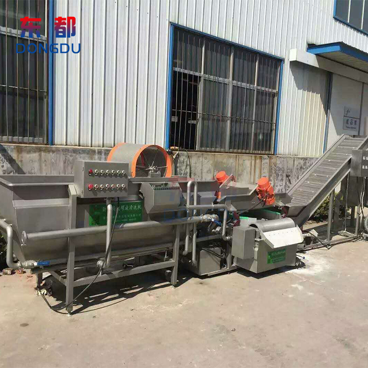 Dongdu Fully Automatic Eddy Current Cleaning Machine for Fruit and Vegetable Clean Vegetable Processing Line Central Kitchen Vegetable Washing Machine