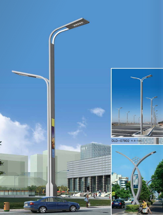 LED Street Light 80W150W250W8 meter Double Sodium Lamp Pole New Flame Light