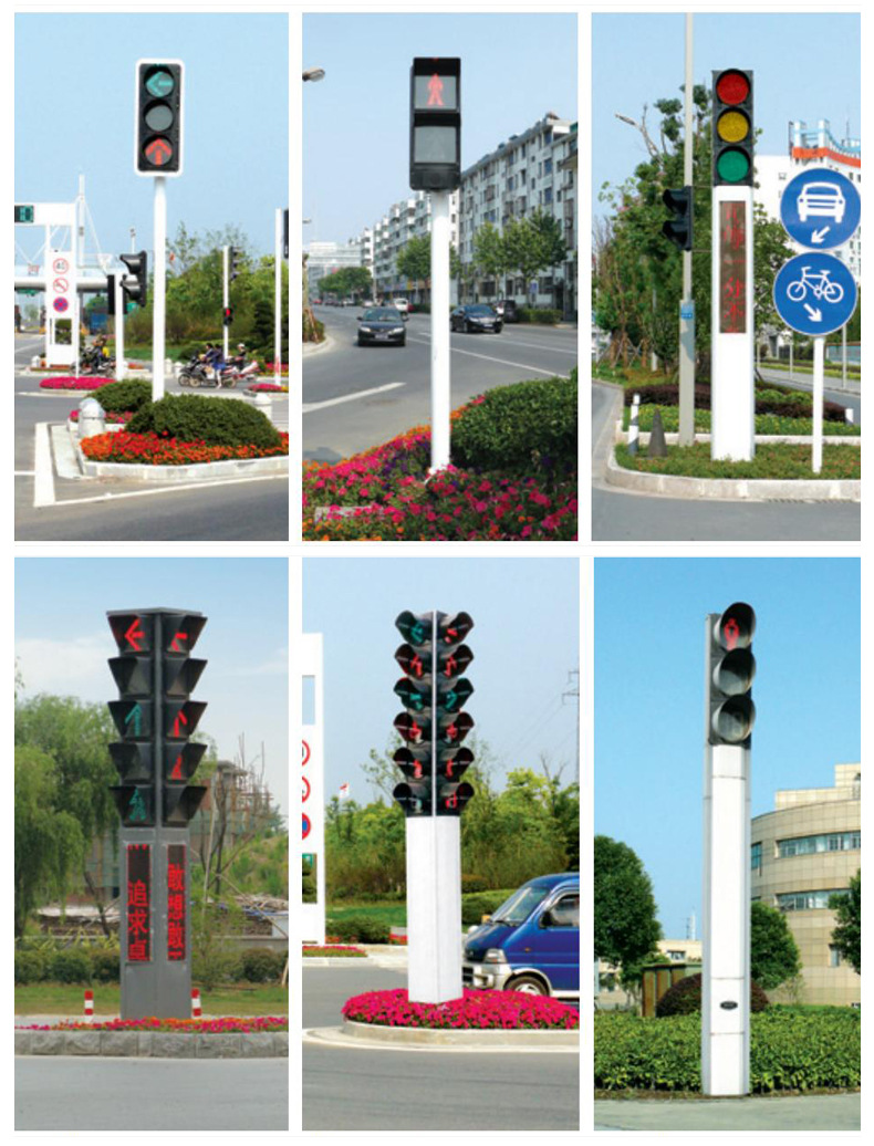 Frame type LED traffic light signal pole L-shaped light pole at intersection, motor vehicle traffic indicator light