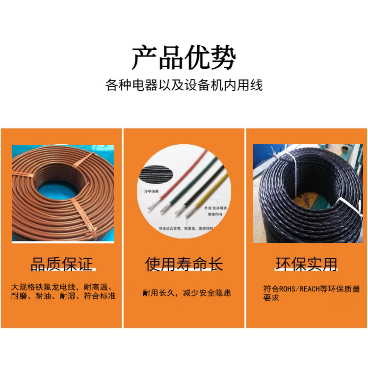 Large specification and large size 0.20-50MM2 high-temperature and high-voltage Teflon wires, multi-core stranded industrial equipment wires