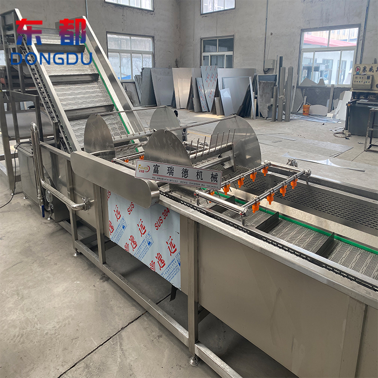 2023 stainless steel vegetable cleaning and air drying assembly line vegetable cleaning machine Dongdu multifunctional spray type vegetable washing machine