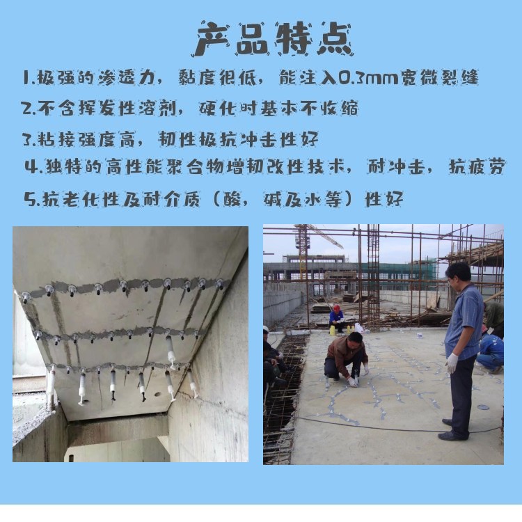 WJ-401 epoxy grouting resin adhesive for repairing cracks and hollowing in concrete