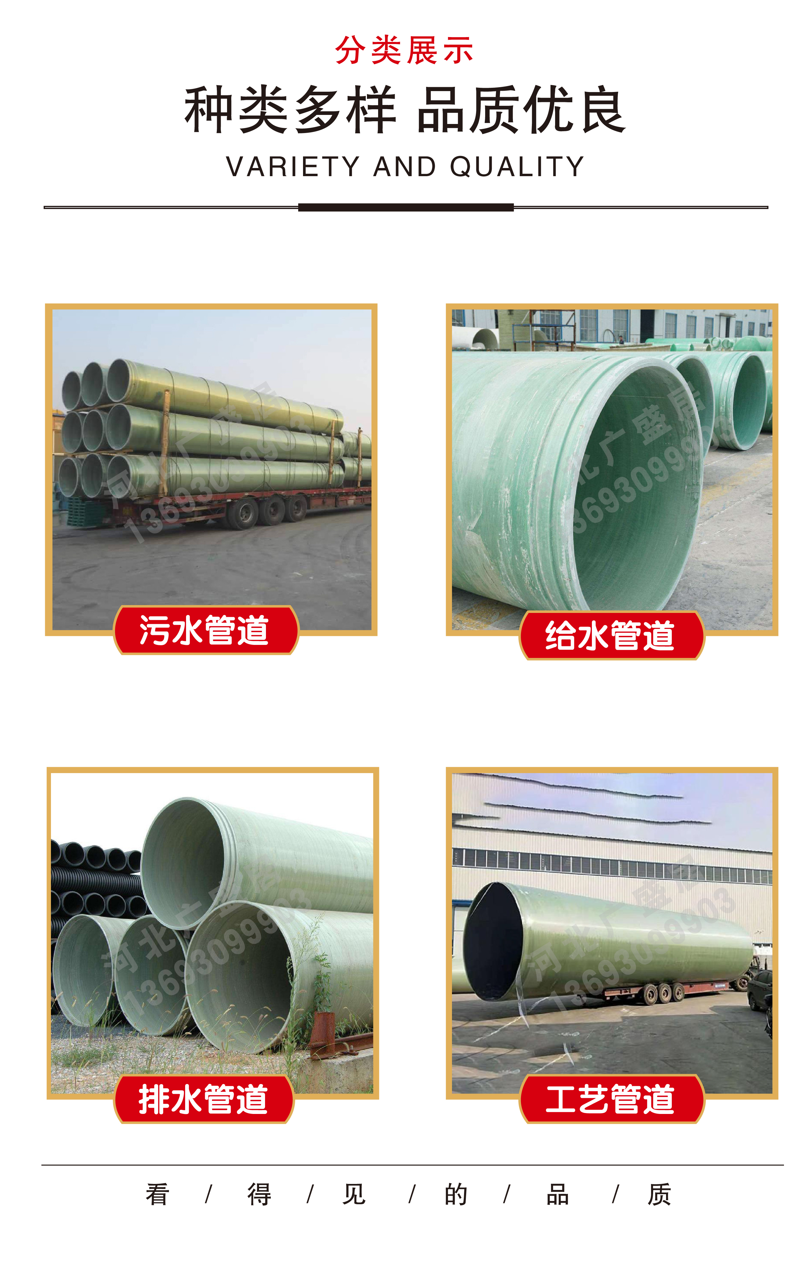 Guangshengju fiberglass reinforced plastic pipeline large-diameter process municipal sewage sand pipe, fiber winding ventilation pipe, cable pipe