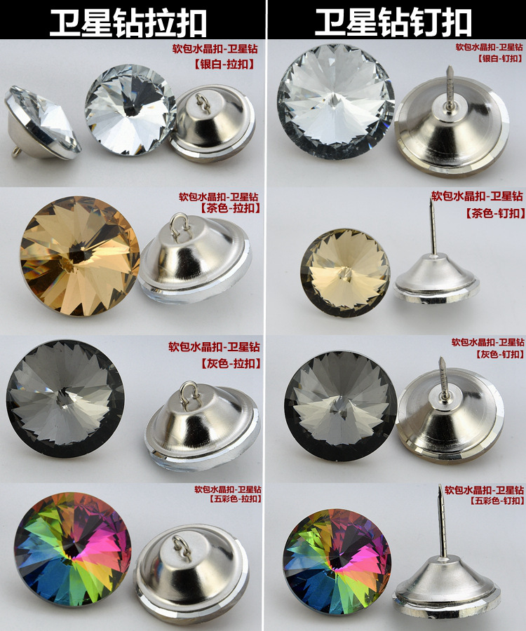 Wholesale of manufacturer's soft bags, crystal transparent background wall decorative buttons, bedside glass buttons, sofa buttons, nail buttons