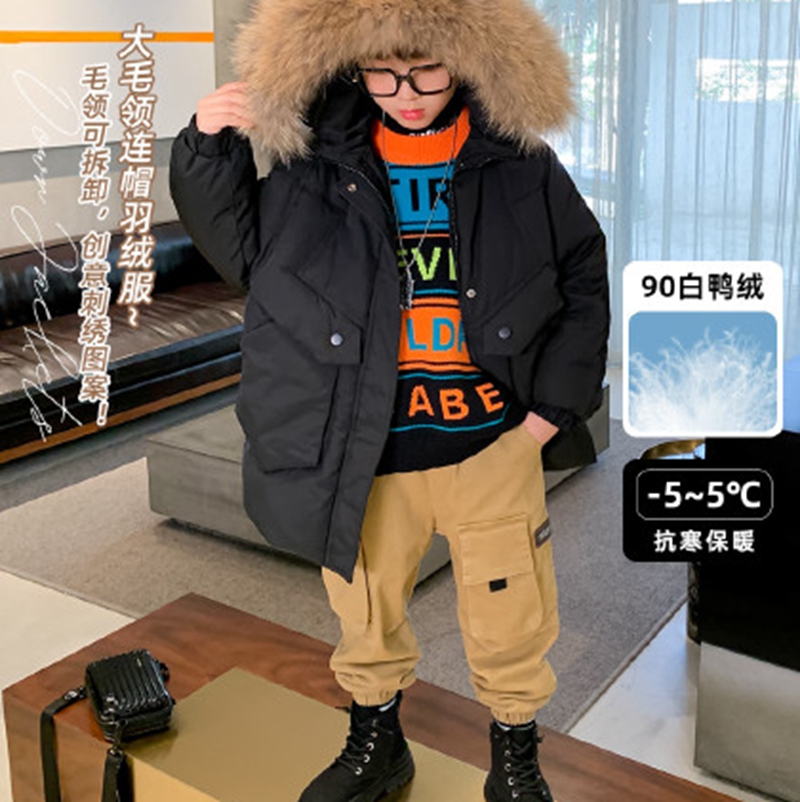 Luo Xiaomi winter clothing down jacket fashion brand discount children's clothing physical store network Kwai live broadcast source of goods tail