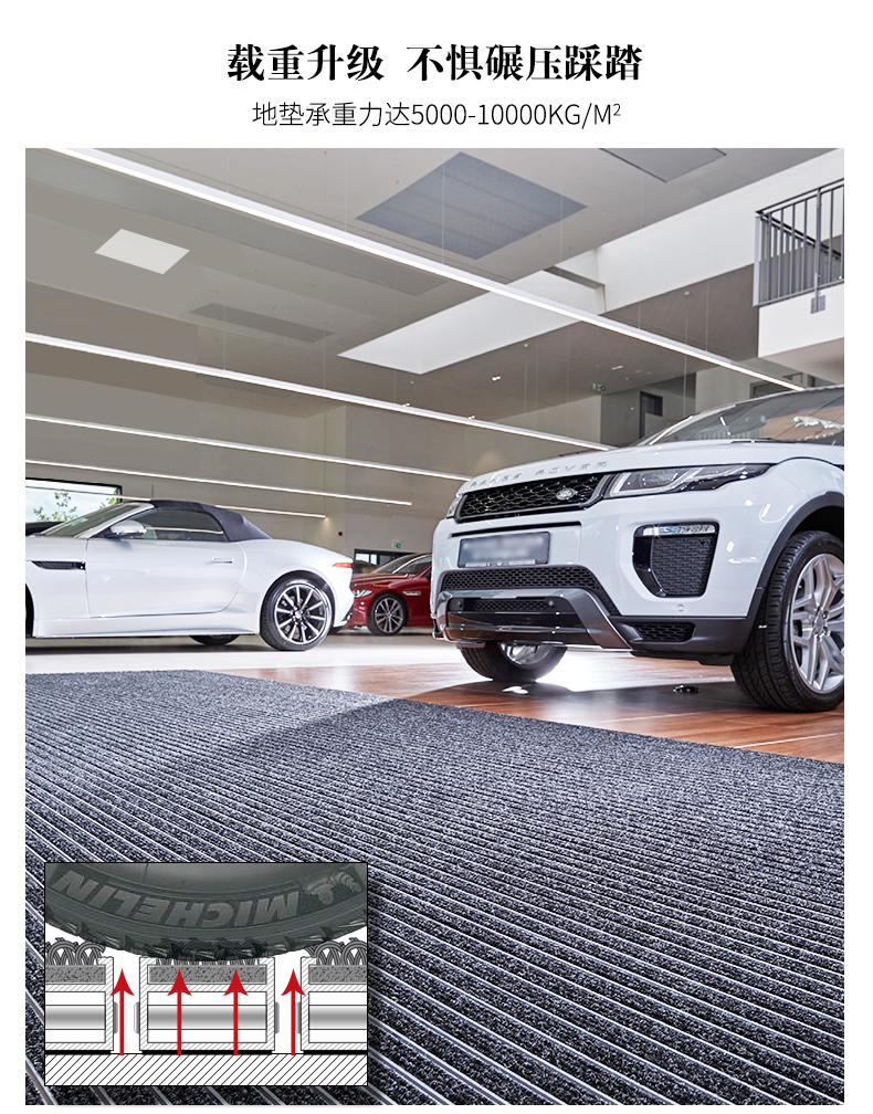 The aluminum alloy floor mat at the hotel entrance is embedded in the outdoor mud scraping and dust prevention system. The anti-skid mat at the entrance of the shopping mall is used for dust removal