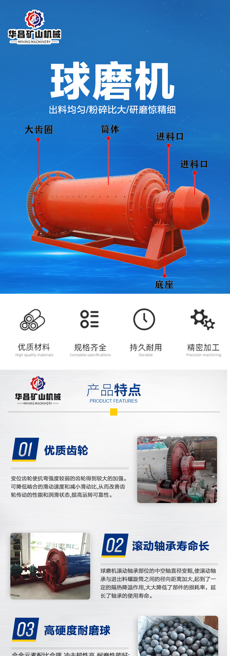 Huachangsha Gold Mine Beneficiation Ball Mill Small Grinder 0612 Mining Grinder Matched with Shaker for Sand Gold Selection