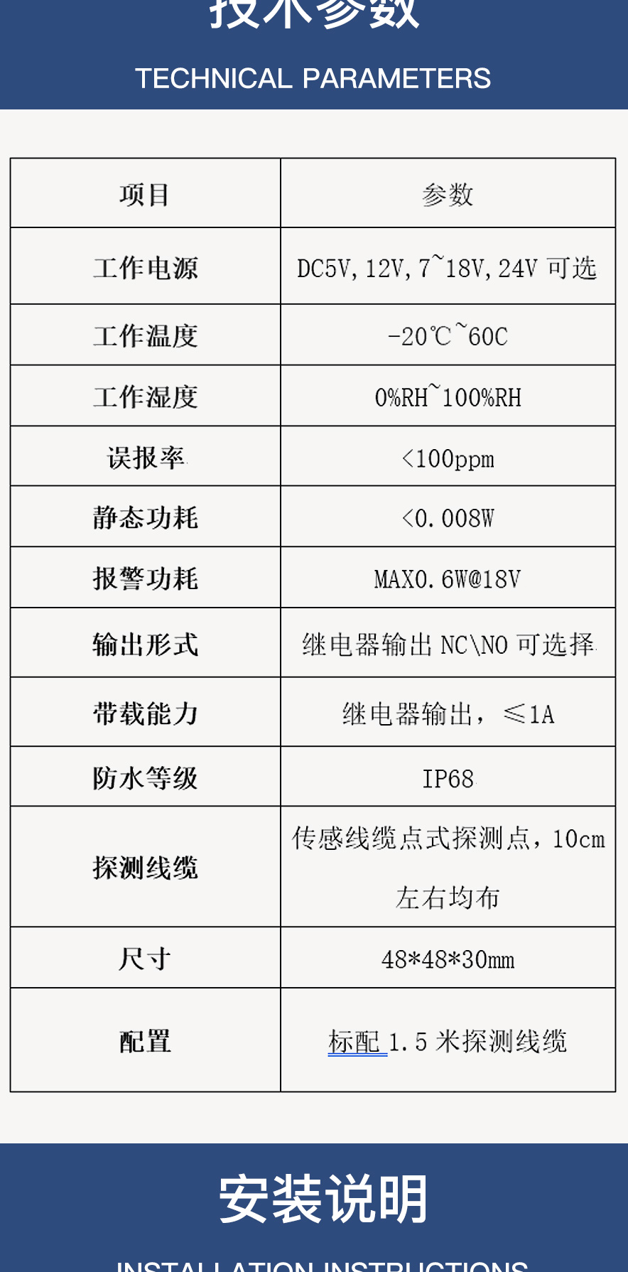 Jinrui Zhicheng Industrial Machine Room Base Station Water Immersion Sensor Detector Leakage Alarm Leakage Rope JRWIER12