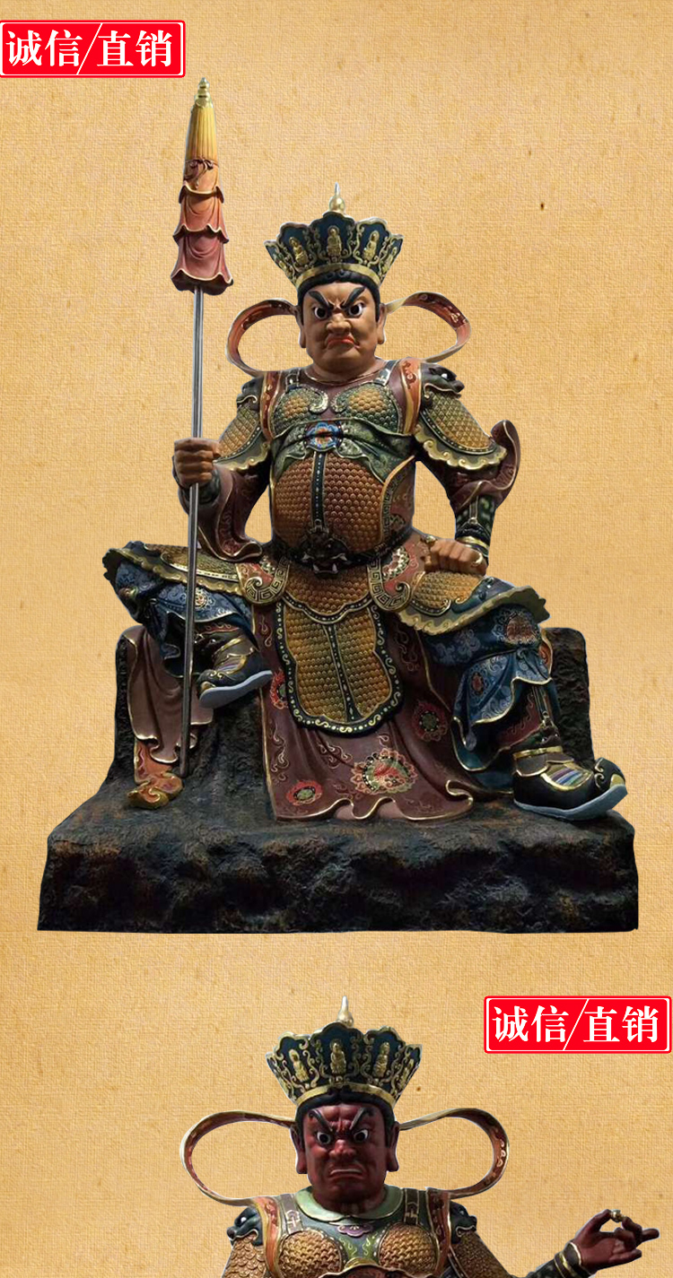 Glass fiber reinforced plastic statues of the Four Heavenly Kings, mountain gate protectors, Heavenly Kings, demons, four generals, resin painted statues of the Four Great Vajra deities