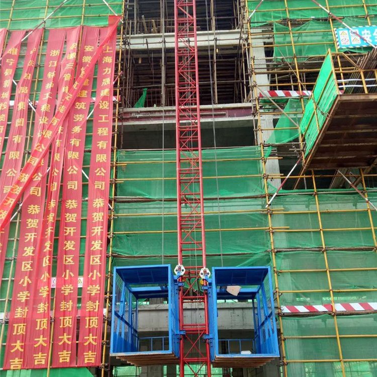 Genfa multifunctional SS100/100 construction elevator, building material elevator, one column, two cargo elevators