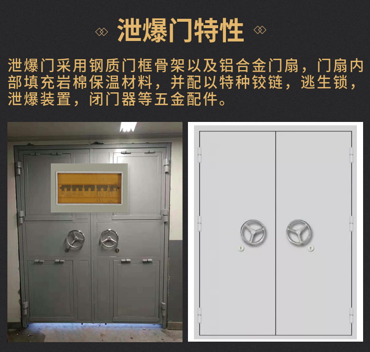 The steel explosion relief door of the hazardous materials warehouse in the boiler room opens the window and releases pressure through the explosion relief accessories