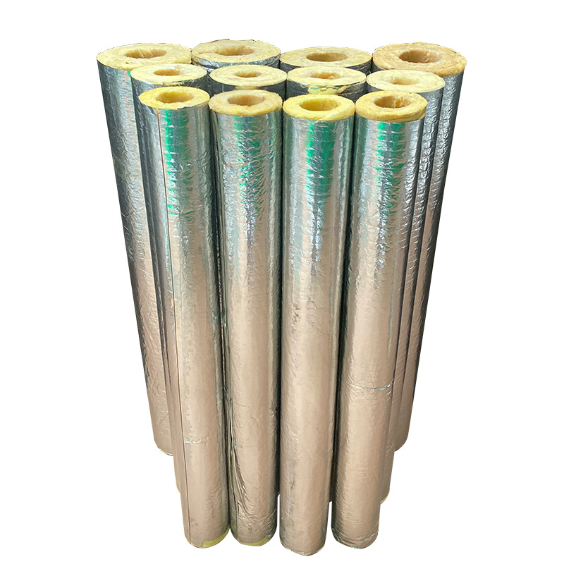 Aluminum foil veneer rock wool pipe steam pipeline insulation rock wool pipe shell fire retardant insulation pipe support customization