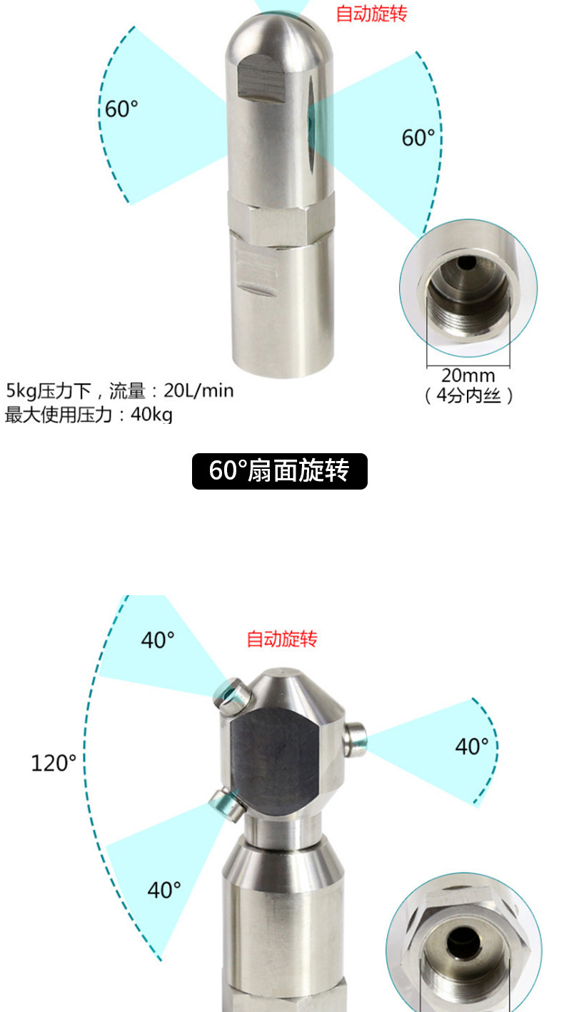 Multi head solid cone bottle cleaning nozzle 360 degree stainless steel rotating cleaning ball spray nozzle inside the tank