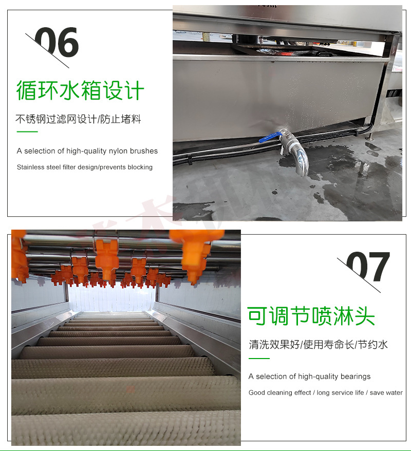 Parallel brush cleaning machine, fully automatic fruit and vegetable mud removal cleaning equipment, root and stem impurity removal equipment