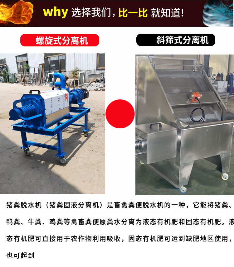 Small scale aquaculture manure spiral extrusion dehydrator, dry and wet separator, Xinda XD180 model