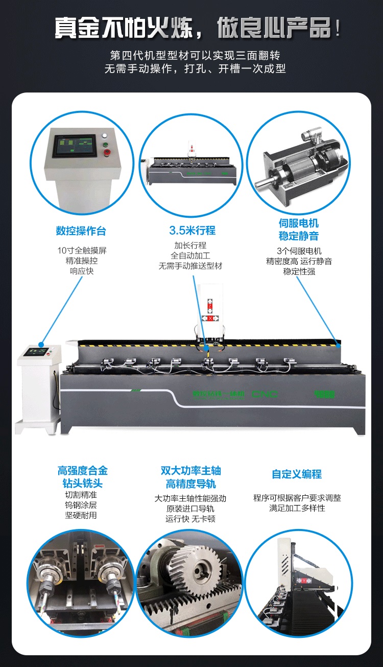 Lankang Machinery Aluminum Precision Cutting Machine Sunshine Room Door and Window Cutting Machine CNC Fully Automatic Drilling and Milling Integrated Machine