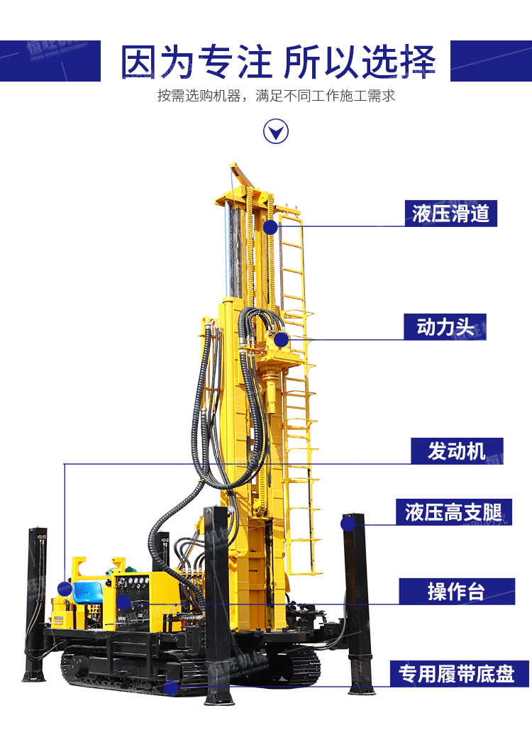 Pneumatic water well drilling rig 180 meters, household drilling equipment, drilling machine engineering, rubber track drilling machine