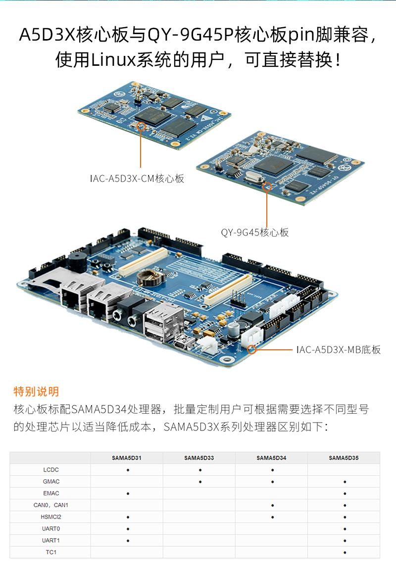 Atmel a5d3x Cortex-a5 Linux Embedded System Dual Network Port Development Board