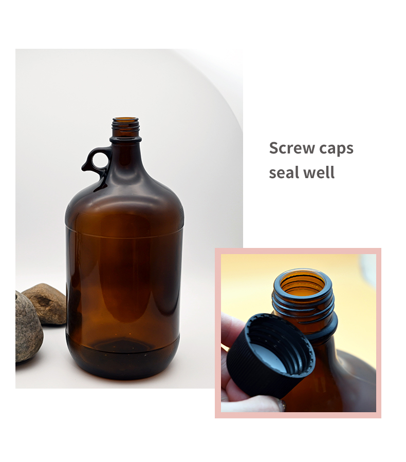 New Brown Beer Bottle 4L Soda Bottle Small Beverage Bottle Large Capacity Glass Bottle with Lid