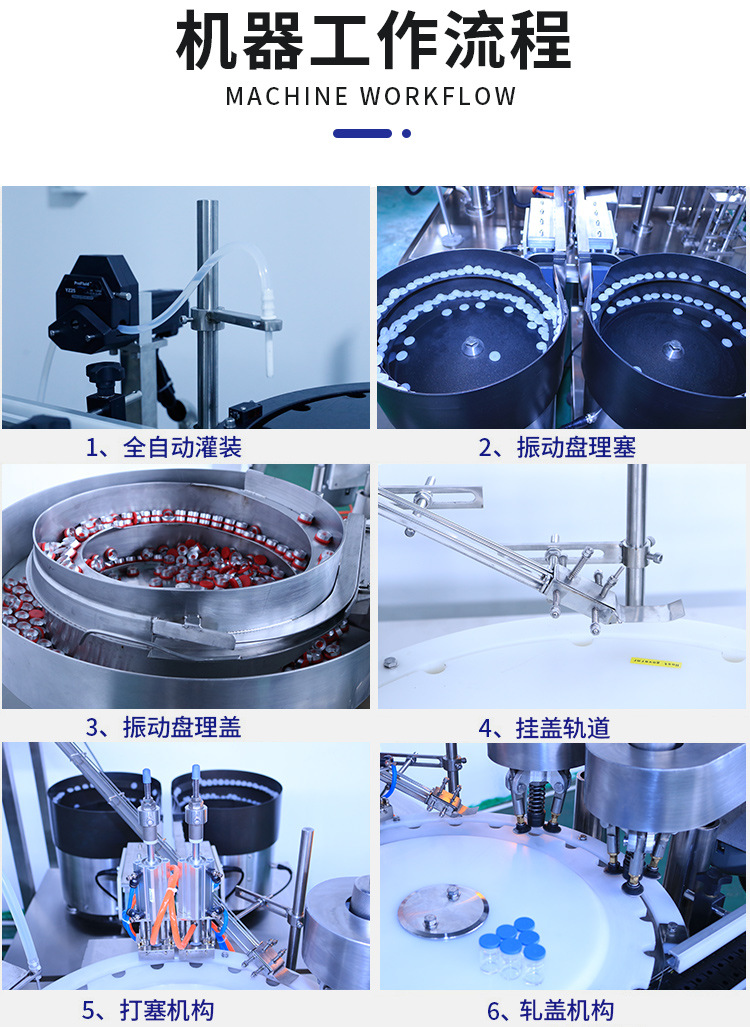 Fully automatic oral liquid filling, capping, locking and capping integrated machine, penicillin bottle filling production line, syrup filling machine