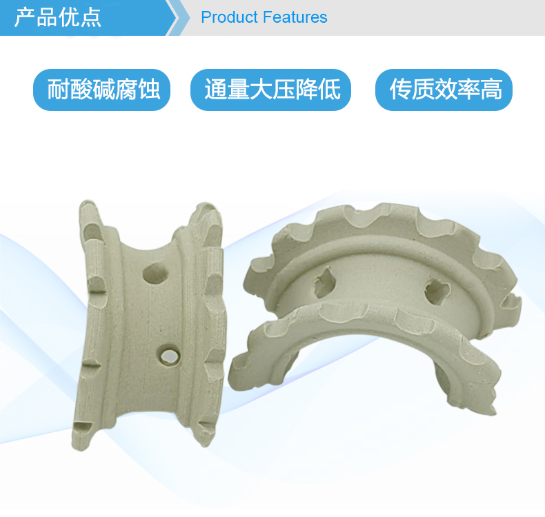 Jianghua Environmental Protection Ceramic Bulk Packing Different Saddle Ring 50mm Water Treatment Cooling Tower Acid Mist Tower Internal Parts