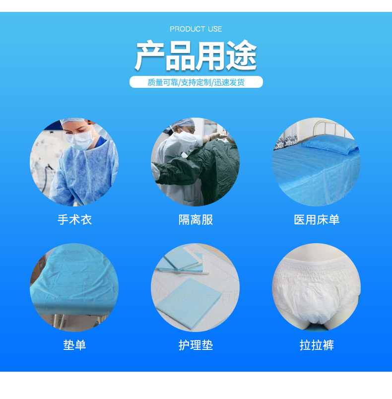 Pengxu Environmental Protection Material Strengthening Surgical Clothing Film SS Non woven Blue PE+PP 45g