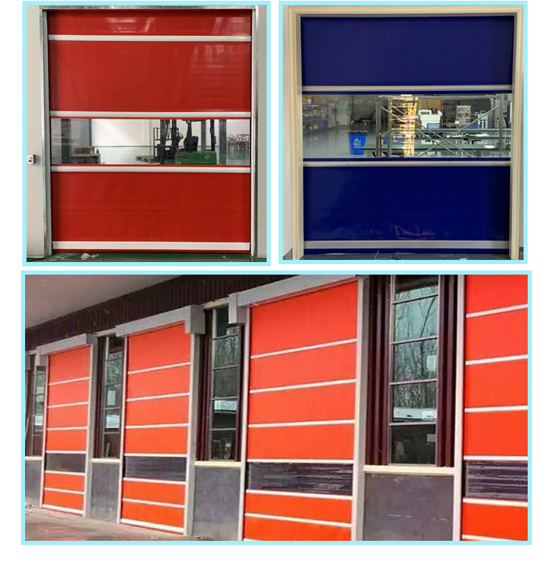 Quick rolling shutter door, transparent blue, widely used for insulation and cleaning, PVC curtain fabric, electric rolling shutter, automatic sensing