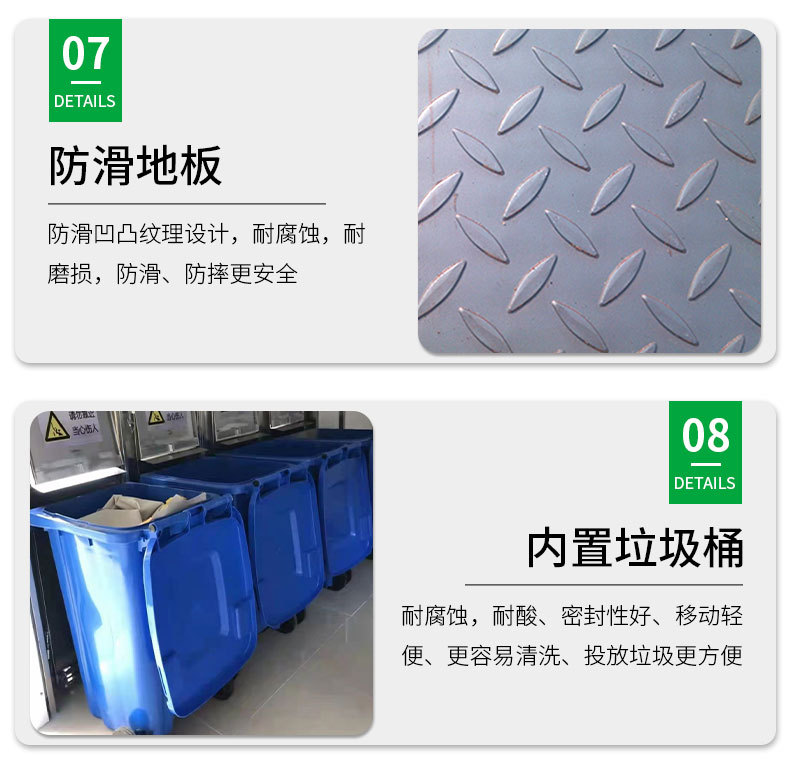 Customized mobile garbage room by manufacturer, community finished foot pedal garbage collection station, intelligent induction garbage station