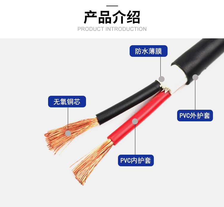 National standard oxygen free copper three core power supply sheath flexible cable RVV3 * 0.5 0.75 1.0 1.5 2.5 square meters