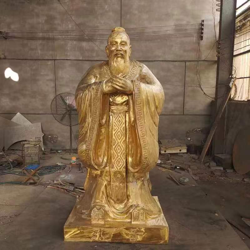 Pure copper Confucius statue, 3-meter copper sculpture, Confucius landscape decoration, 2-meter high cast copper figure sculpture decoration, customized