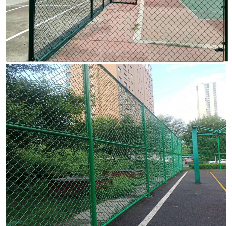 Installation of sports field fence with plastic coated iron wire mesh Manufacturer of sports field hooked guardrail net