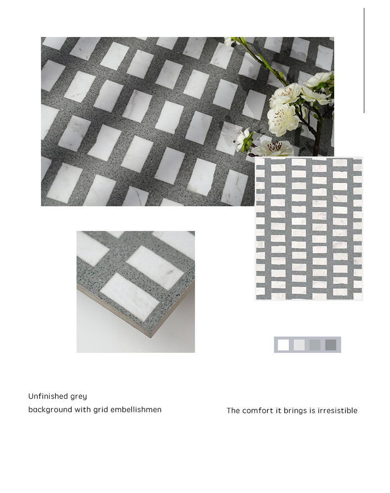 Shop 600X1200 antique brick and stone pattern grid anti-skid wear-resistant floor tile restaurant milk tea shop Terrazzo tile