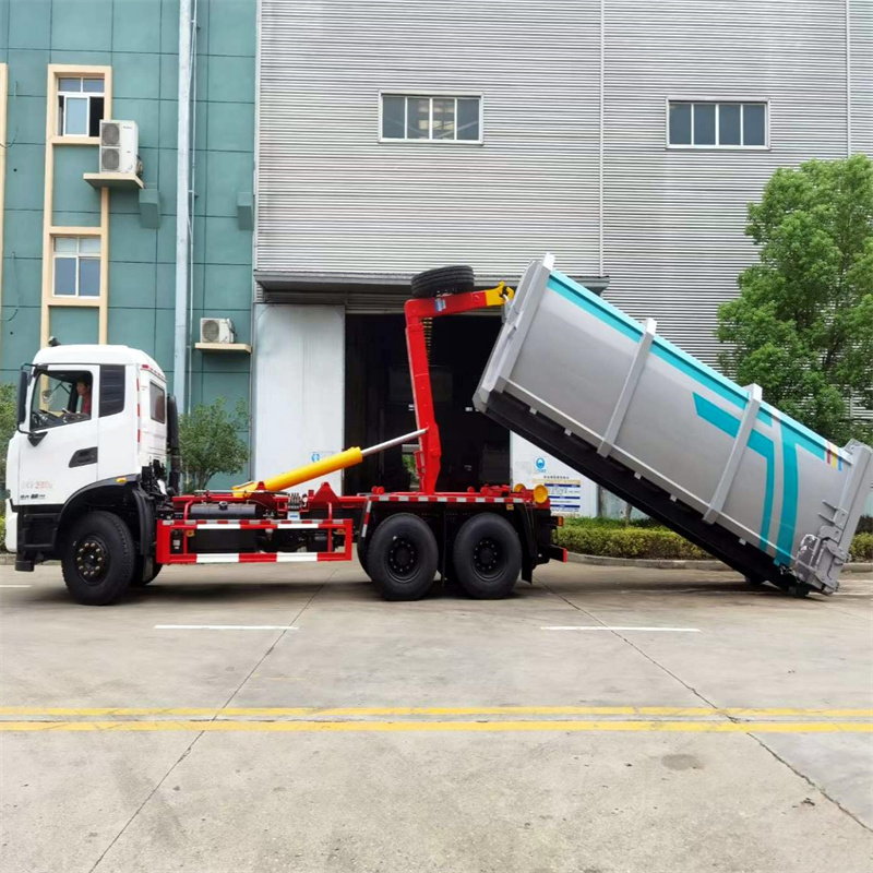 25 ton Dongfeng Tianlong rear double bridge carriage detachable garbage truck with 16 square box for after-sales worry free mortgage