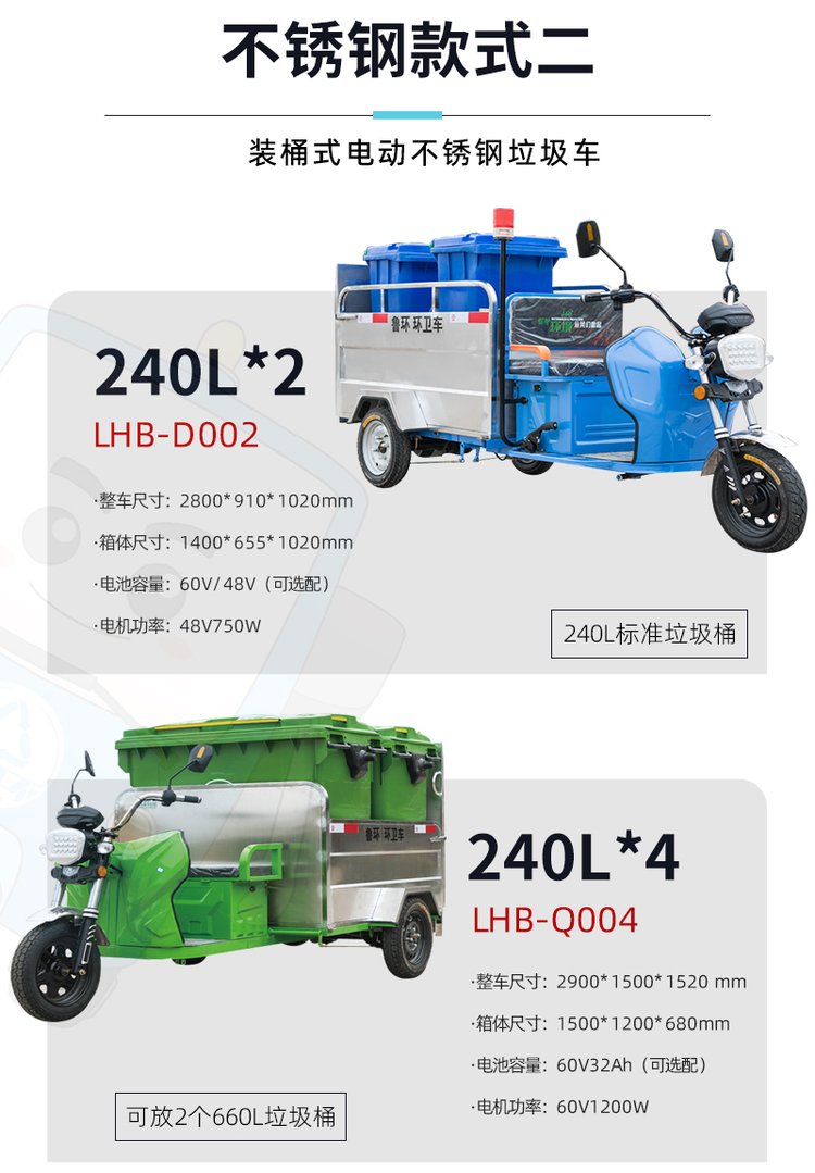 Flat four barrel six barrel Gabonese Waste sorting transfer sanitation cleaning truck four barrel electric three wheel Garbage truck