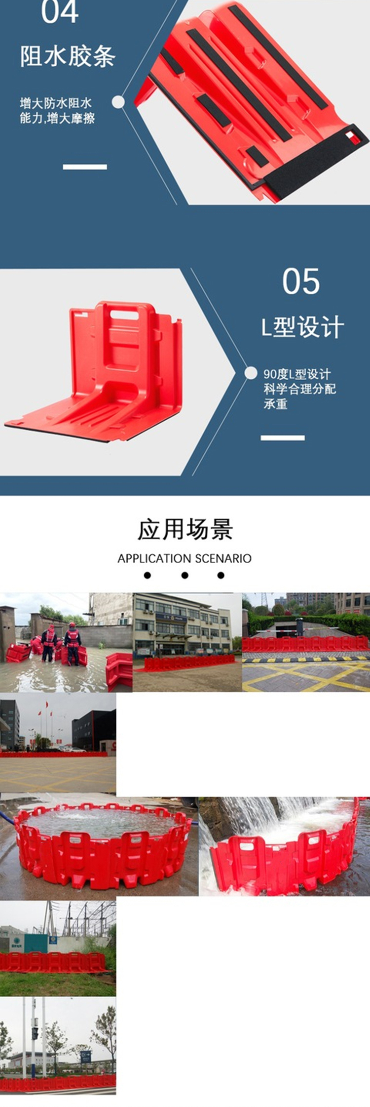 ABS plastic detachable combined drainage and flood control board portable water retaining wall