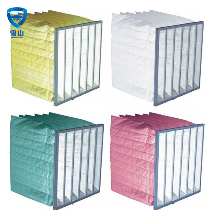 Galvanized aluminum frame medium efficiency filter industrial high air flow bag filter air filter bag F5f5