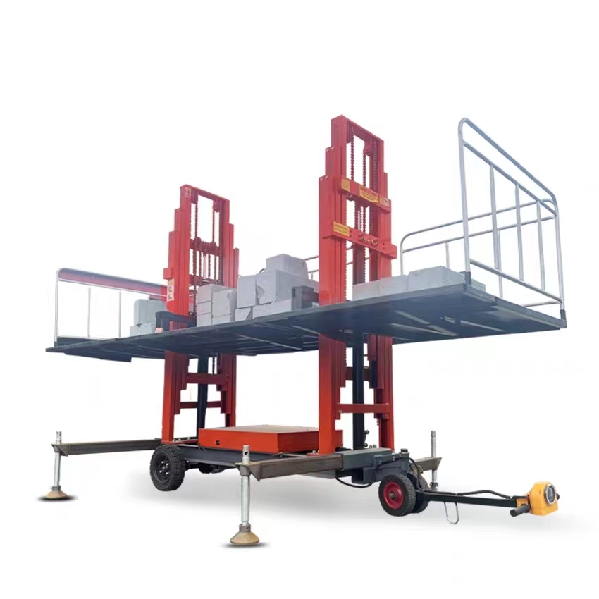 Hydraulic lifting masonry and plastering platform Mobile wall laying lifting platform Brick machine scaffolding on construction site