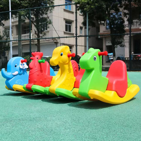 Kindergarten rocking horse indoor and outdoor rocking music children's riding toys thickened plastic wooden horse