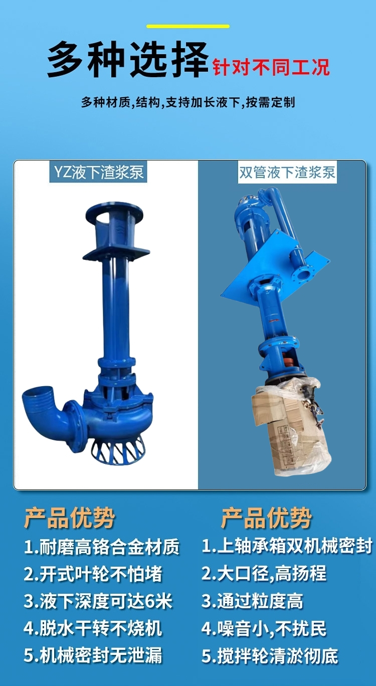 YZ vertical mud pump, underwater wear-resistant slurry pump, sand pump, river bottom dredging, mining impurities, sludge pump lift