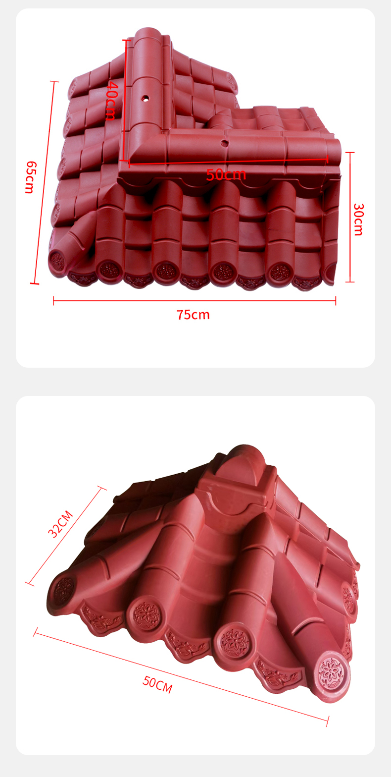 Red antique integrated tile Chinese style eaves, wall decoration, double-sided resin wall tiles