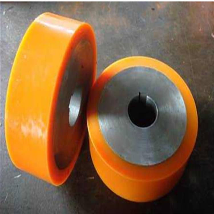 Polyurethane pouring parts wear-resistant load cow tendon wrapped rubber wheel PU wrapped rubber roller guide wheel