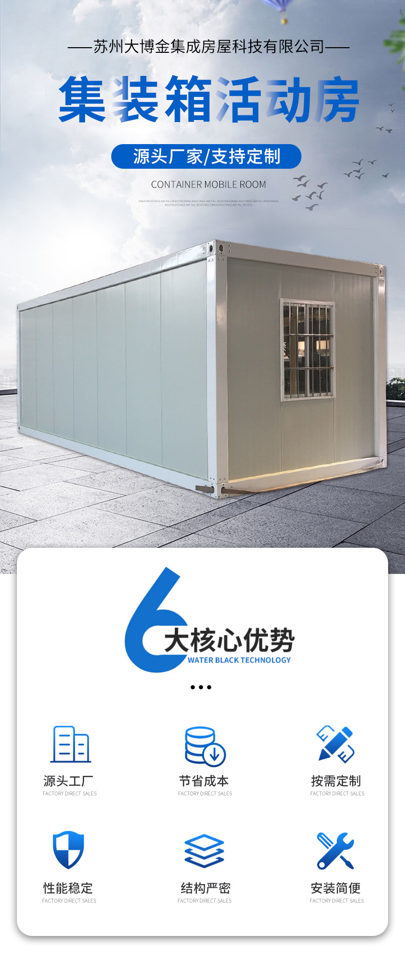 Manufacturer customized living container room, fast consolidation integrated housing, construction site mobile activity room