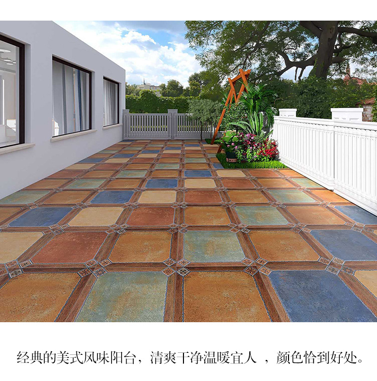 American antique tiles 600x600 villa balcony anti slip floor tiles courtyard outdoor courtyard garden retro tiles