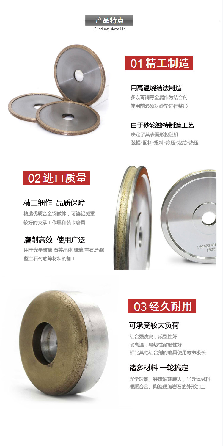 PG grinding wheel 14E1 metal bond CBN1000 visual curve grinder with S136 cut V-groove R0.02