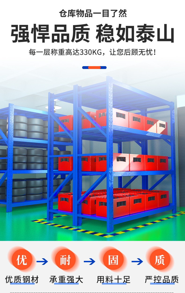 Storage rack, storage rack, multi-layer heavy-duty household storage rack, warehouse display rack