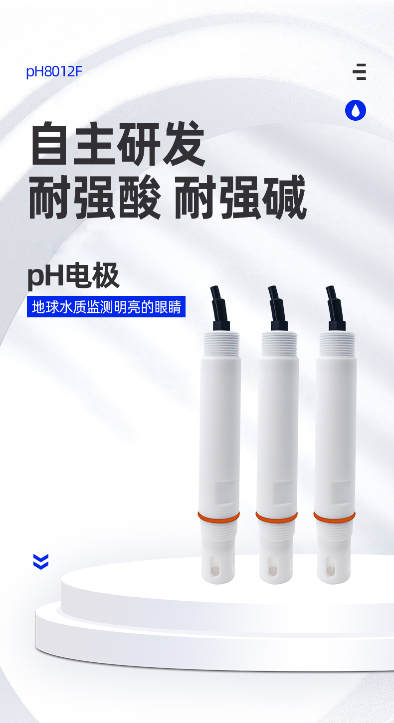 Bo Zhi Instrument Industry Online pH Meter Sensor PTFE Electrode pH 8012F Acid and Alkali Resistance with Temperature Compensation